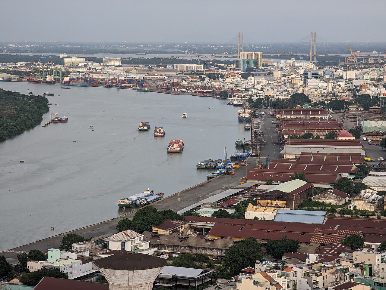 Illustrative container transport on Saigon River